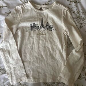 Janie and Jack Cream Long Sleeve Shirt with Paris Motif